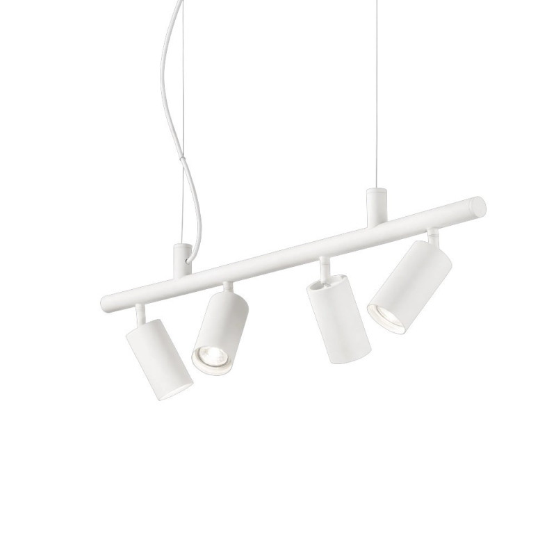 Suspension 4 spots cylindre métal blanc Dynamite, MILLUMINE