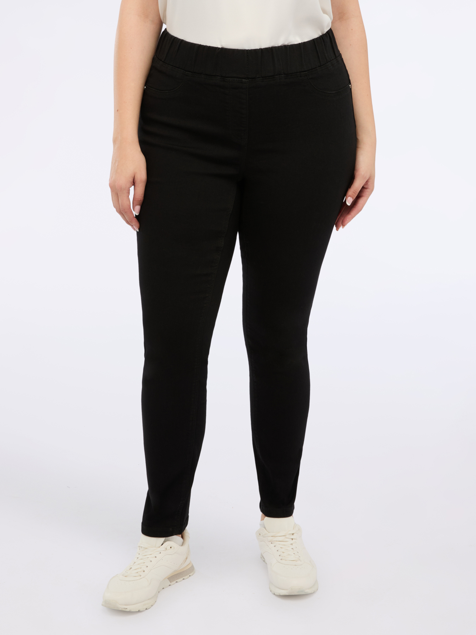 Jeggings tout noir avec taille élastiquée, FIORELLA RUBINO
