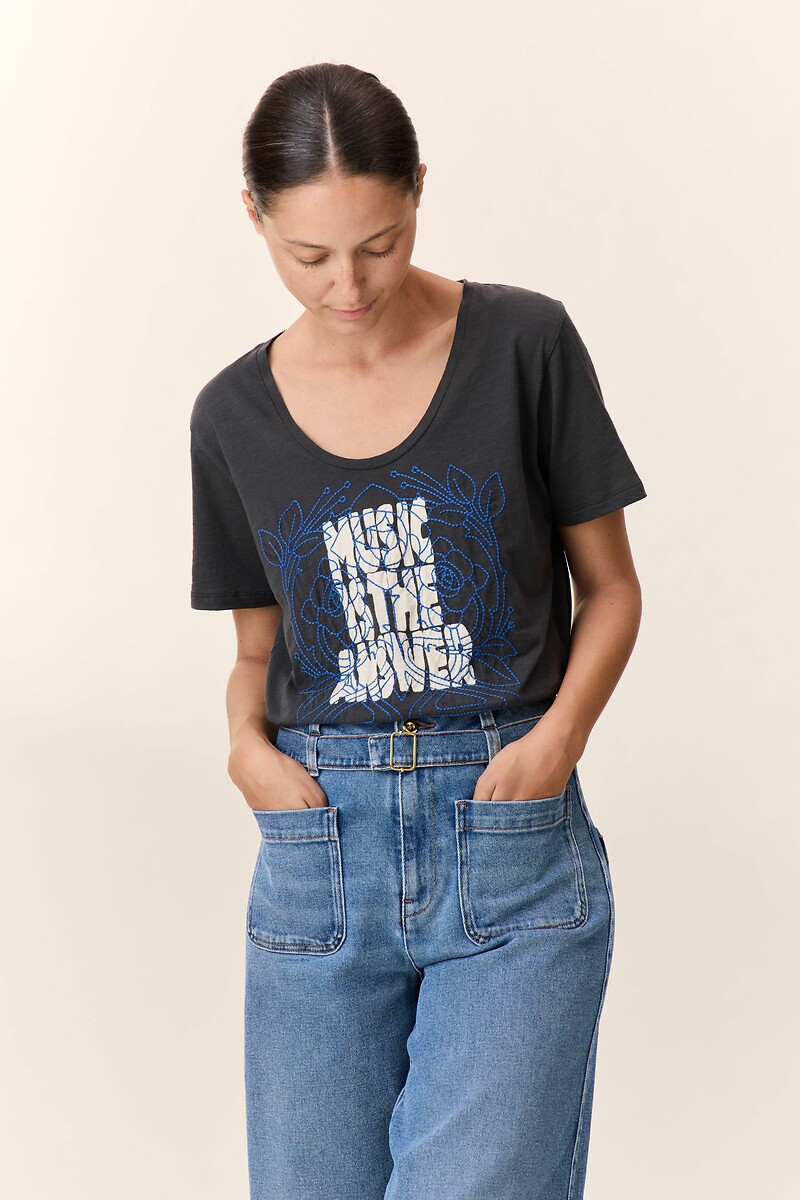 Tizia Short Sleeve Slogan T-Shirt, LEON & HARPER