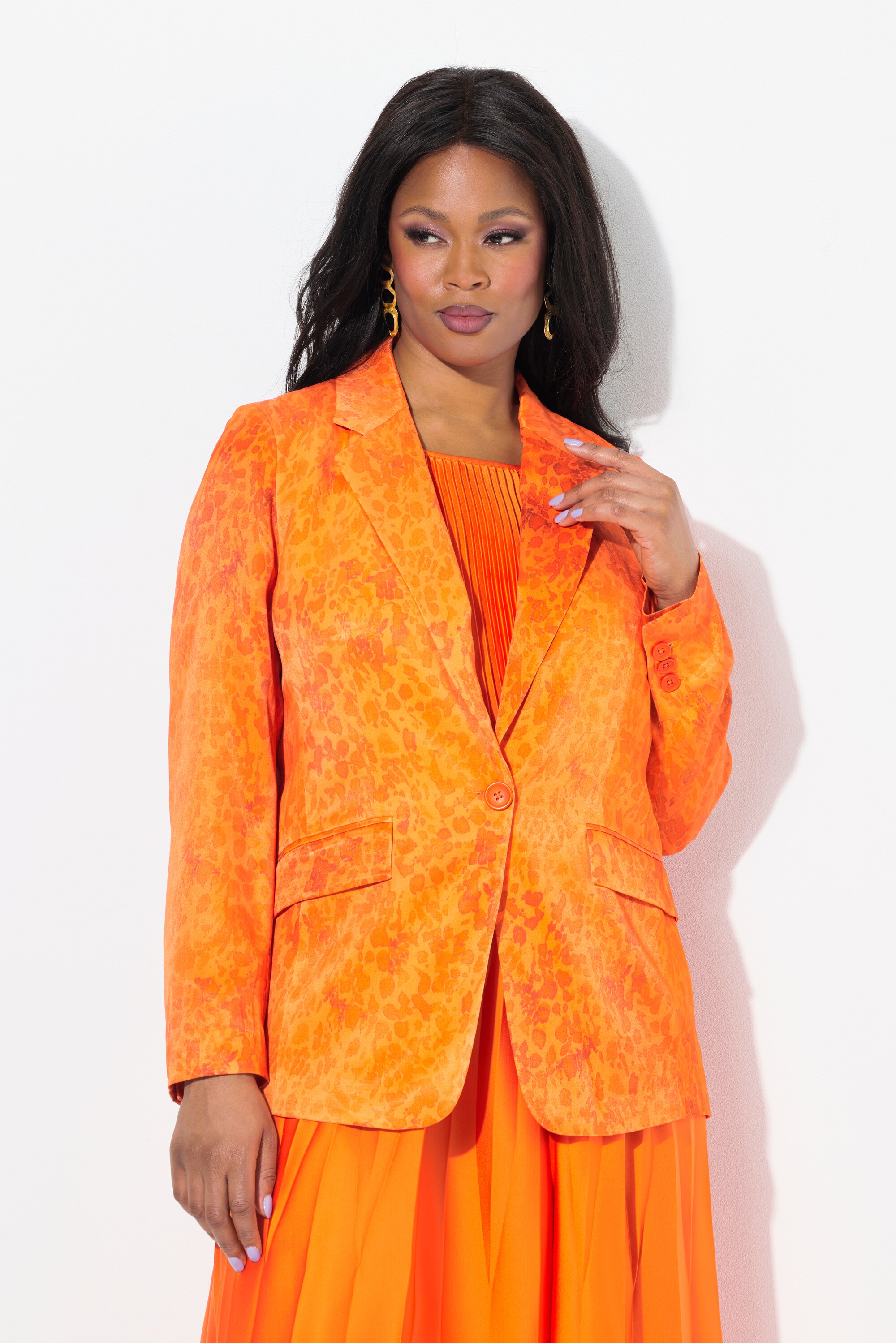 Blazer en satin imprimé. Col à revers et, ULLA POPKEN