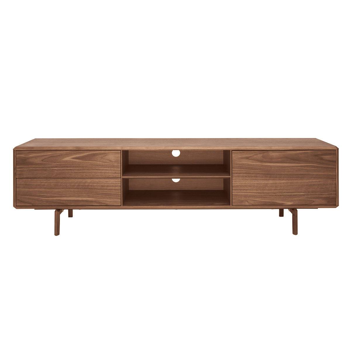 Meuble TV en bois foncé noyer 1 porte 2 tiroirs L180 cm SUVA, MILIBOO