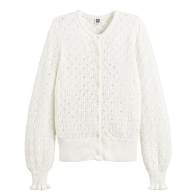 Pointelle Knit Cardigan with Ruffled Cuffs LA REDOUTE COLLECTIONS