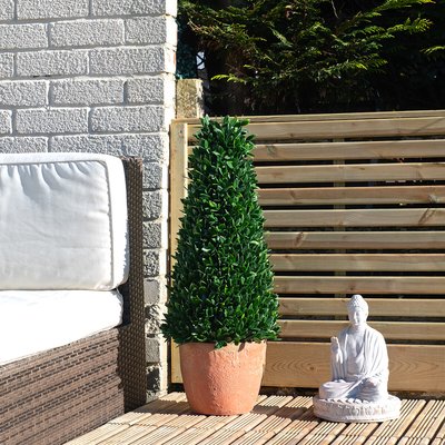 76cm Artificial UV Conical Topiary Plant in Cement Pot SO'HOME