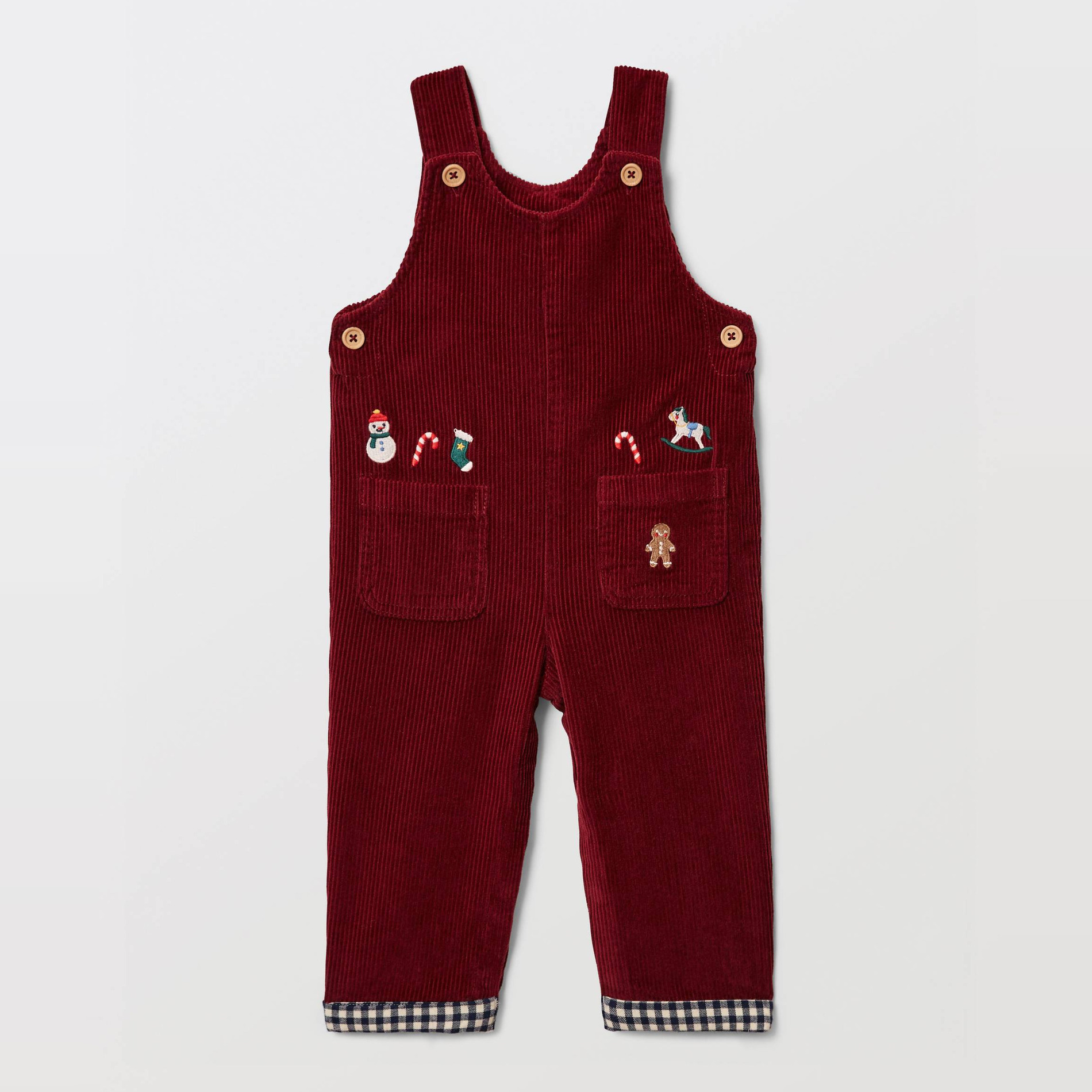 Salopette longue en velours brodée en coton BIO GOTS, BOUT'CHOU