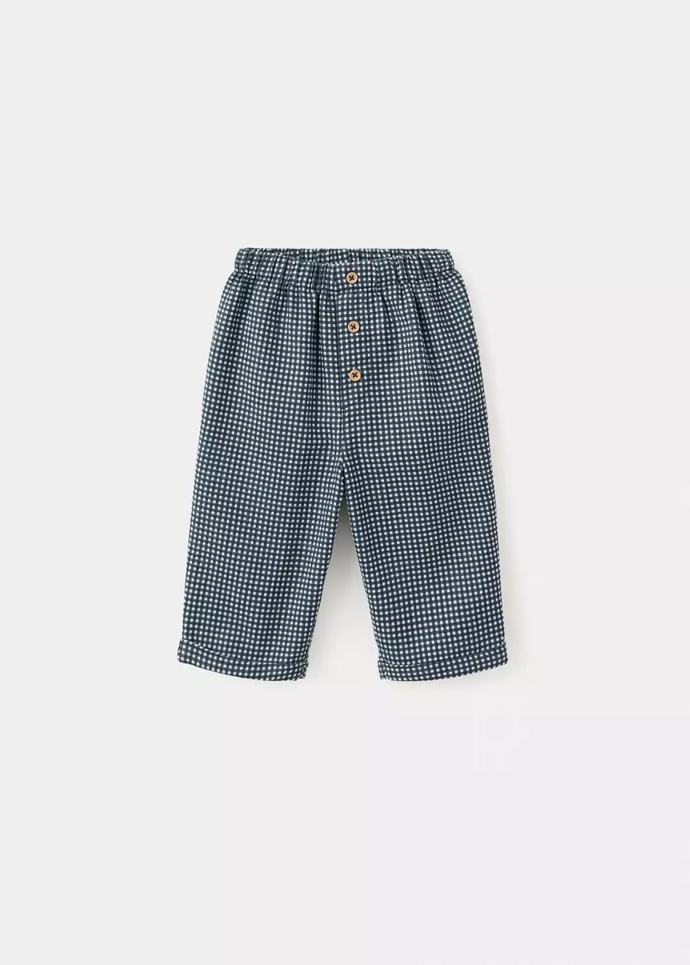 Pantalon taille élastique à carreaux, MANGO BABY