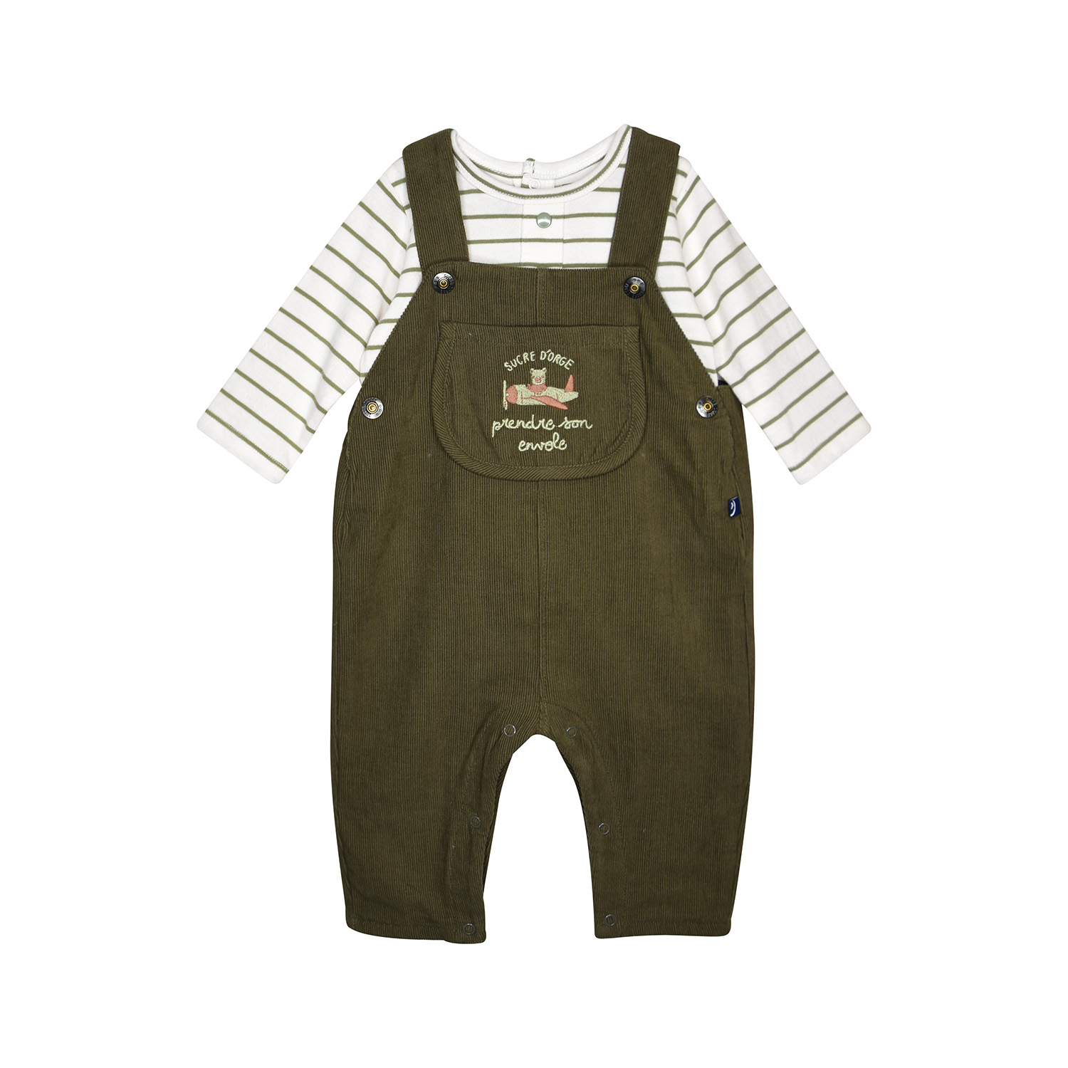 Ensemble tshirt salopette longue velours cotelé pascal, SUCRE D'ORGE