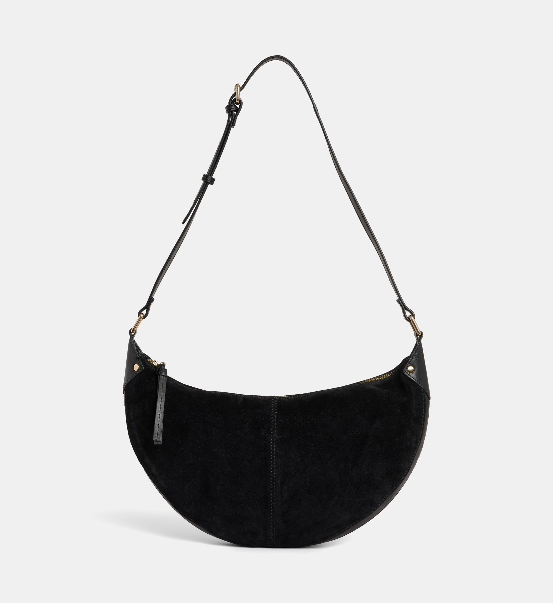 Sac à main demi lune rosanne en cuir et suède, GALERIES LAFAYETTE