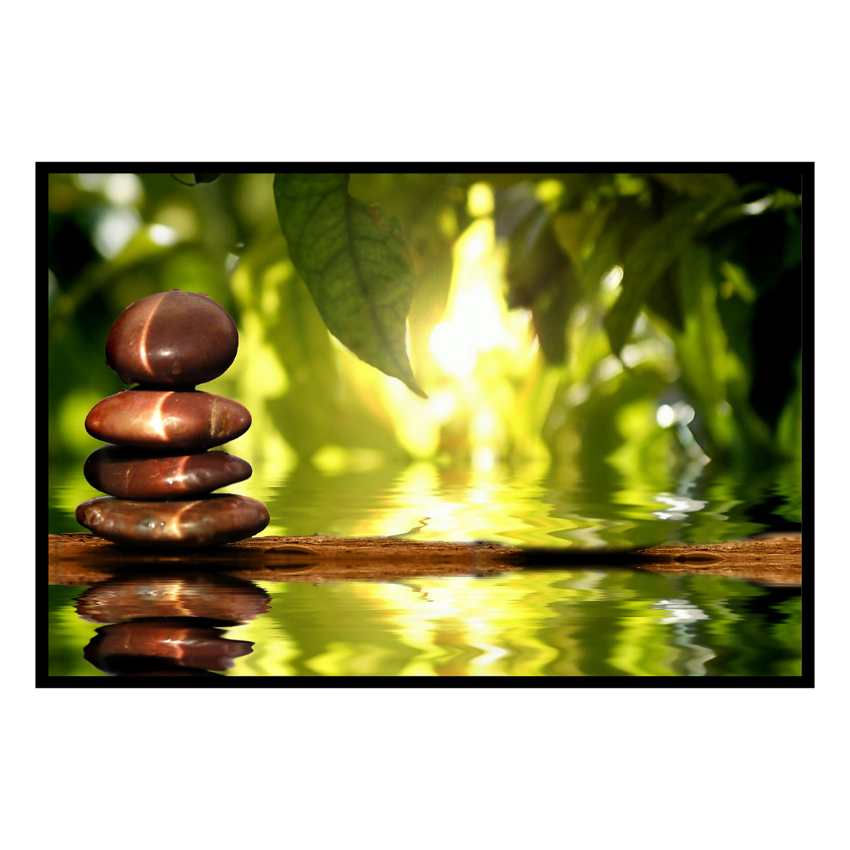 Affiche encadrée pierres zen et nature, HEXOA