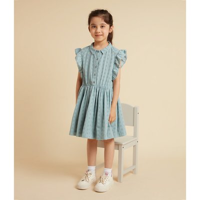Cotton Broderie Anglaise Dress with Ruffles PETIT BATEAU