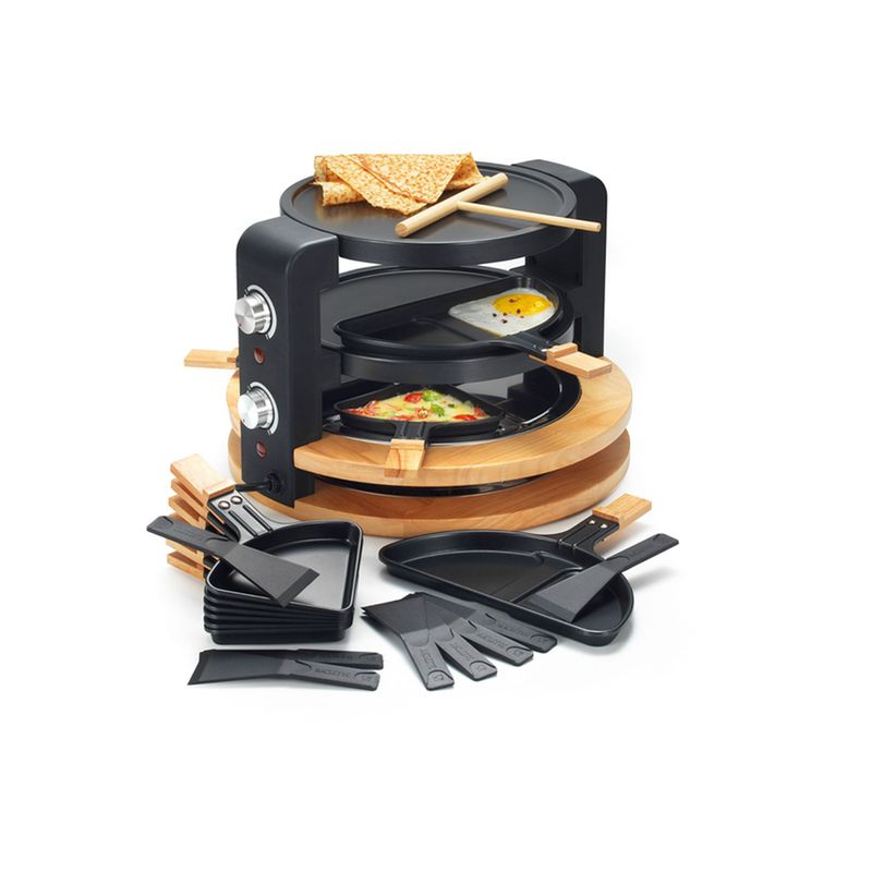 Wood. Appareil à raclette Grill & Crêpes, 8 personnes - Kitchen Chef  Professional