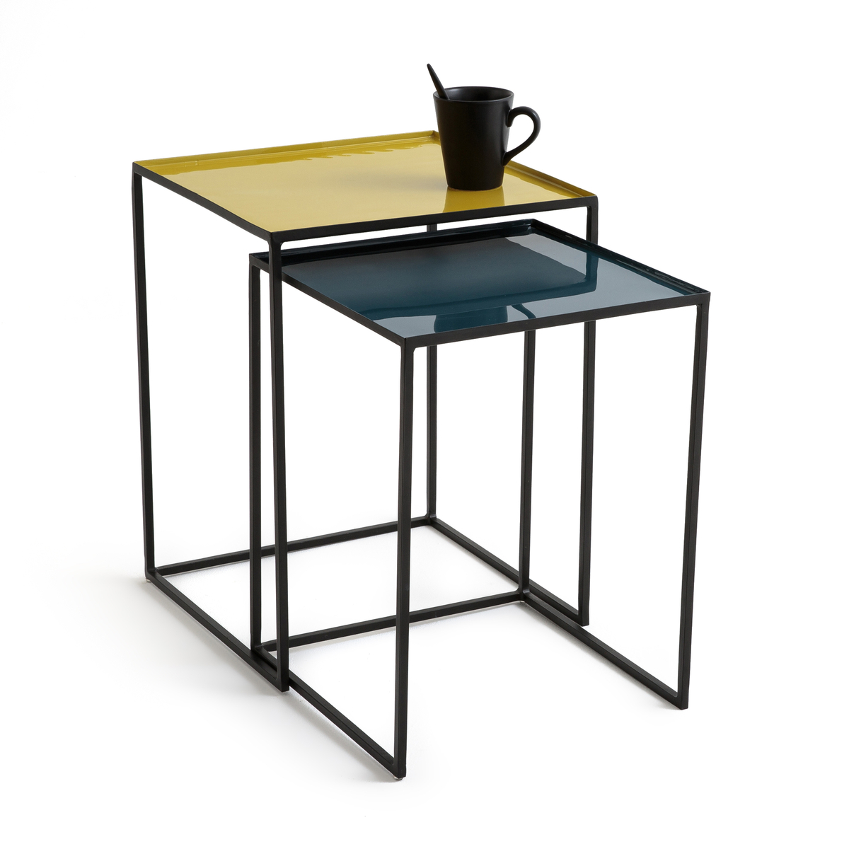Product photograph of Set Of 2 Tivara Square Nesting Side Tables In Steel from La Redoute UK