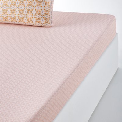 Gardenia Geometric Floral 100% Cotton Fitted Sheet LA REDOUTE INTERIEURS