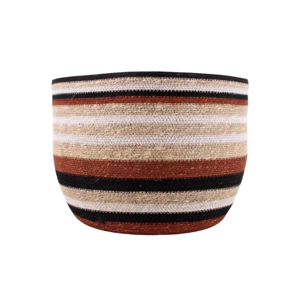 Panier bas rayé en herbes marines 50x28cm, ORNAMI