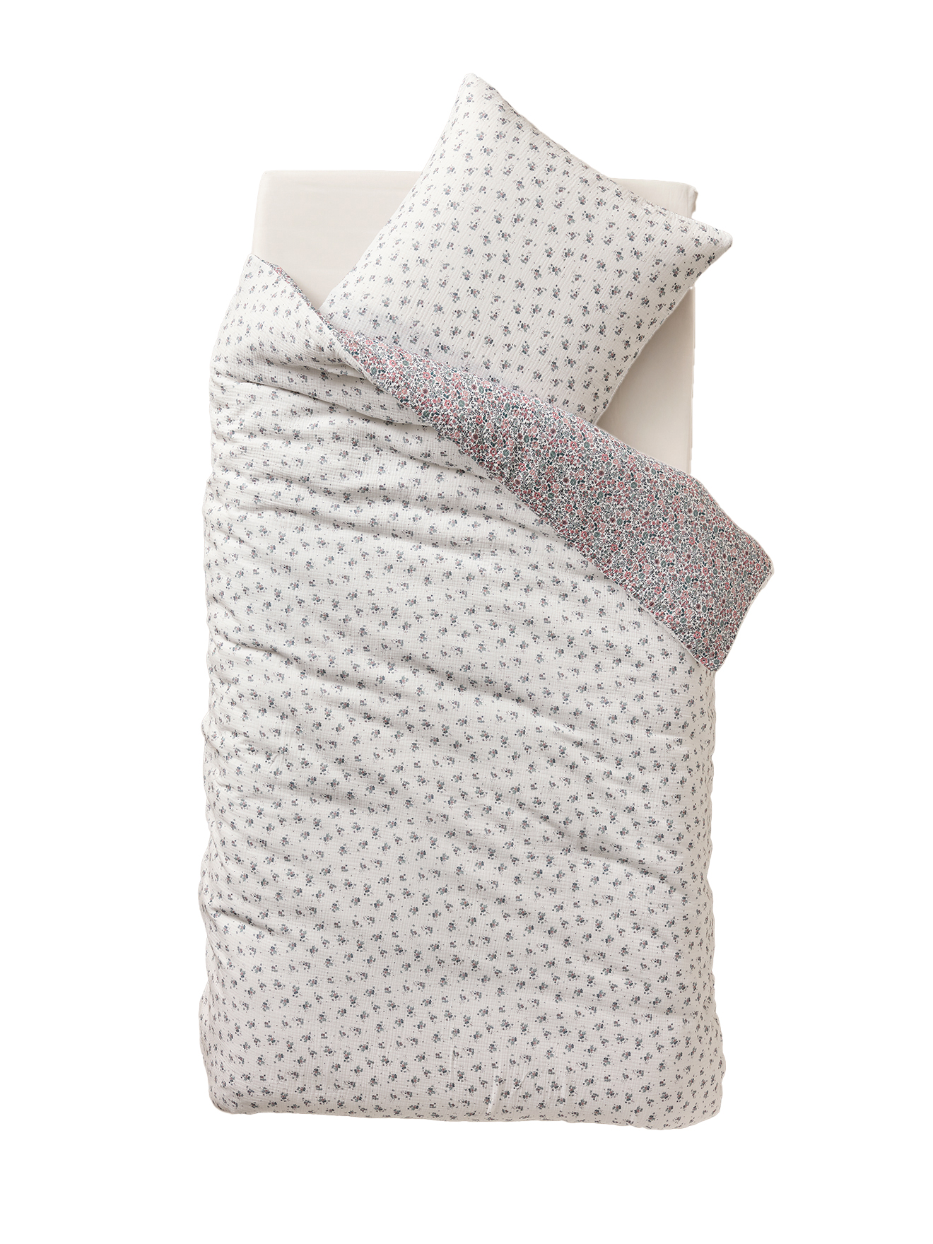 VERTBAUDET – Couette + Oreiller Poupon En Gaze De Coton – Motif Retro Flower – Pour Poupée Dès 2 Ans