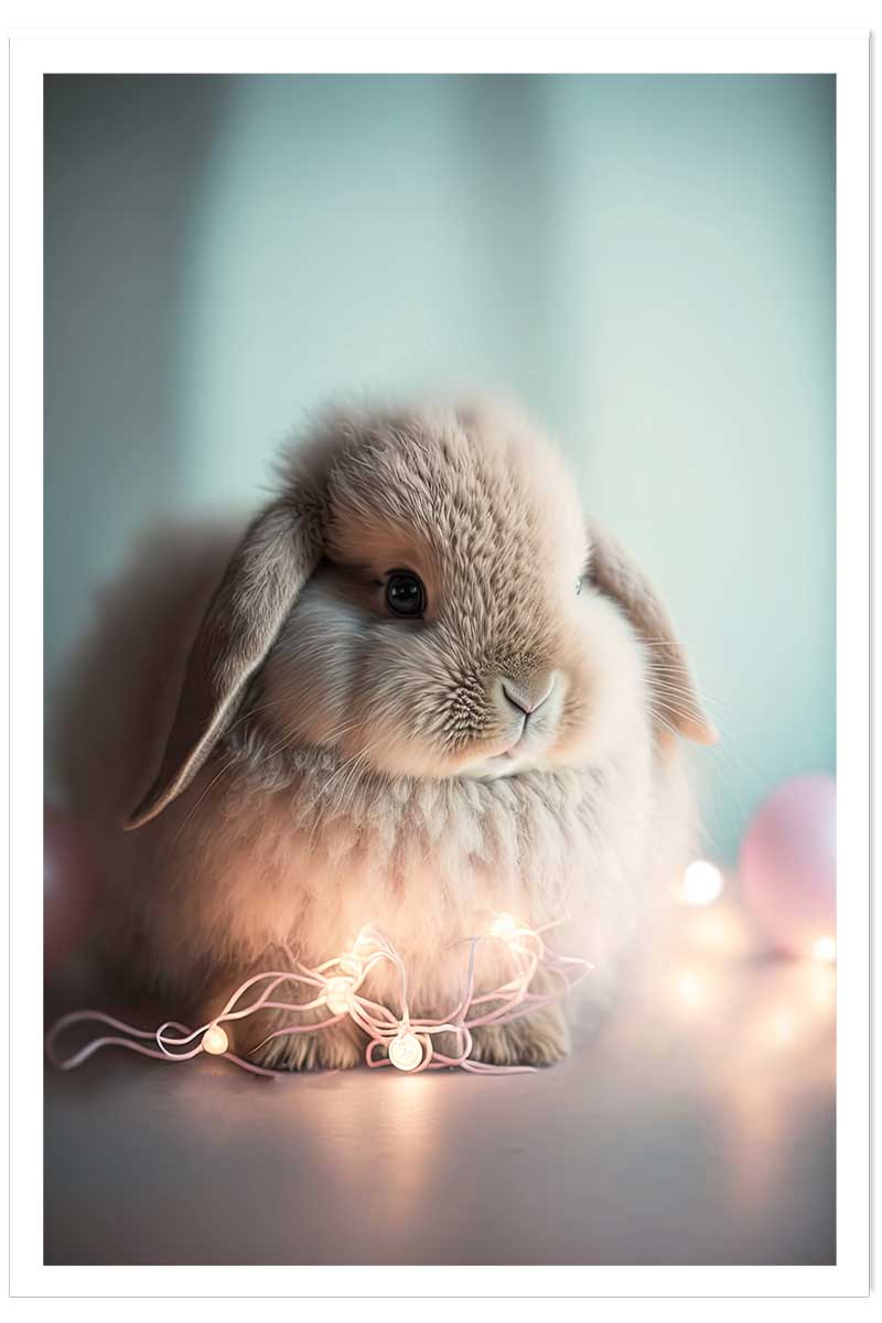 Affiche enfant lapin lumineux, HEXOA