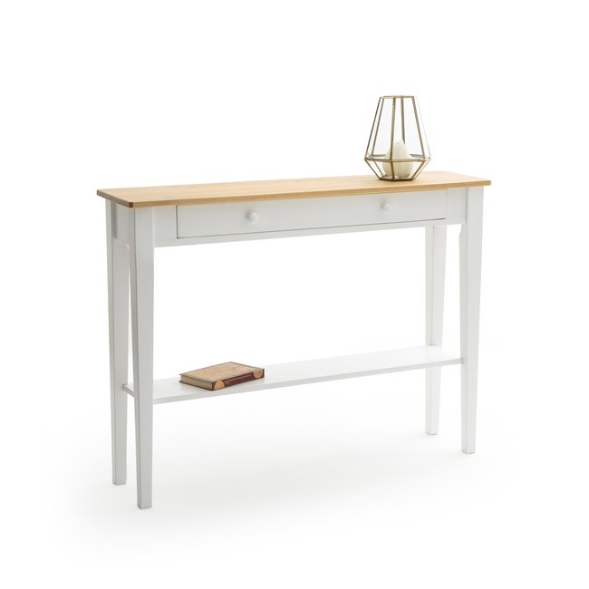 Alvina Solid Pine 1-Drawer Console Table, white/natural, LA REDOUTE INTERIEURS