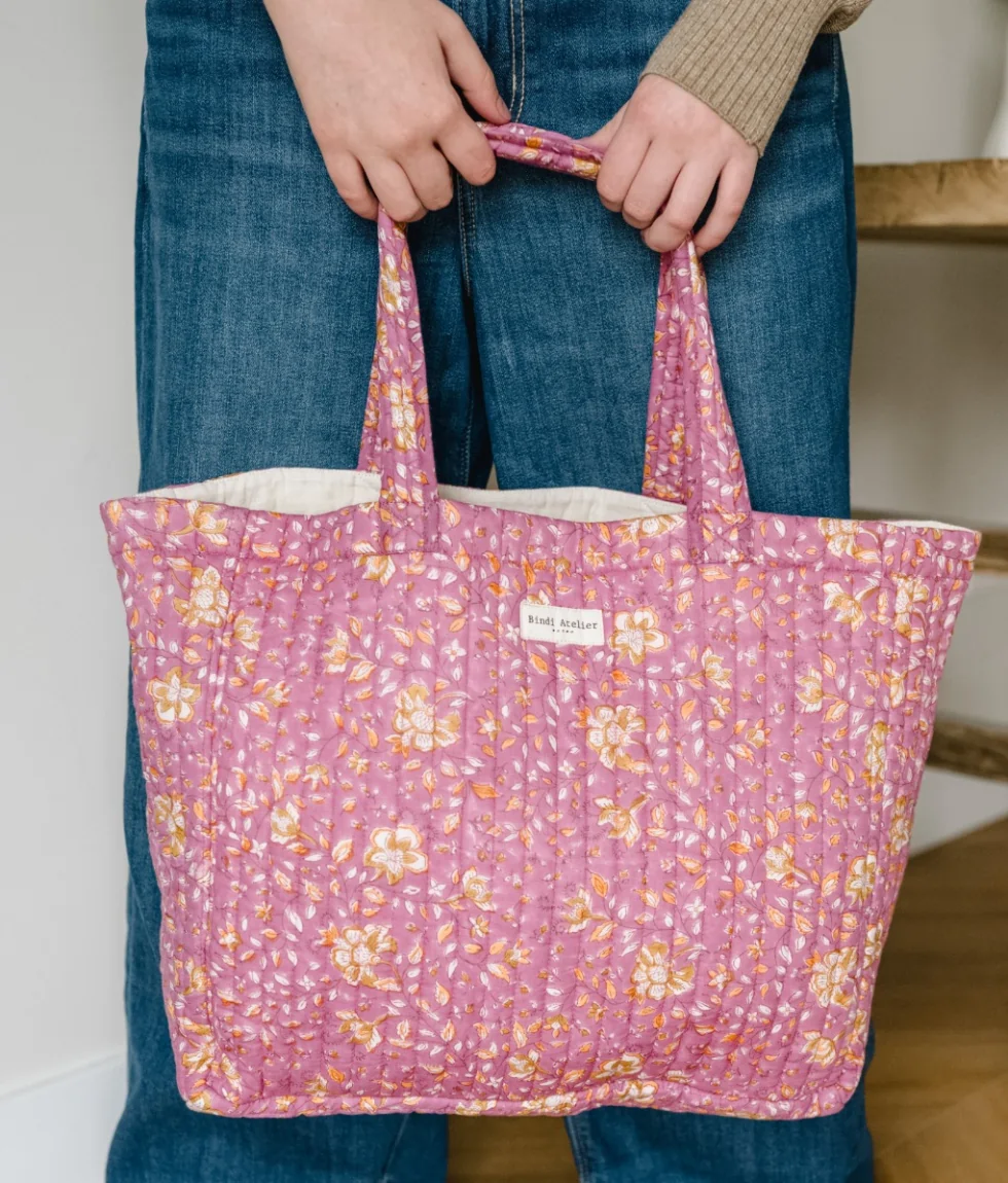 Sac cabas en coton Folk Stories imprimé au blockprint, BINDI ATELIER