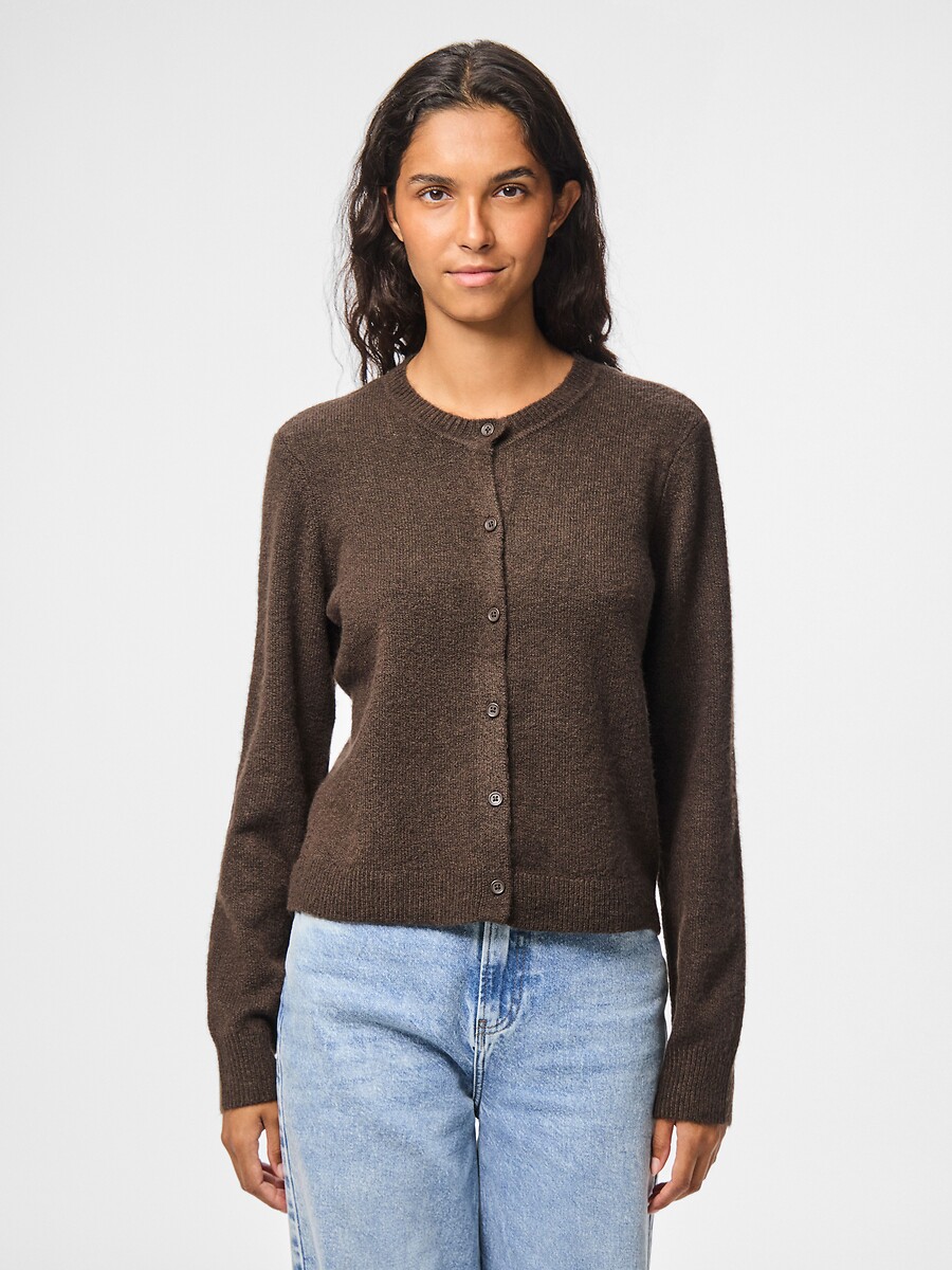 Cardigan a maniche lunghe con scollo rotondo, PIECES
