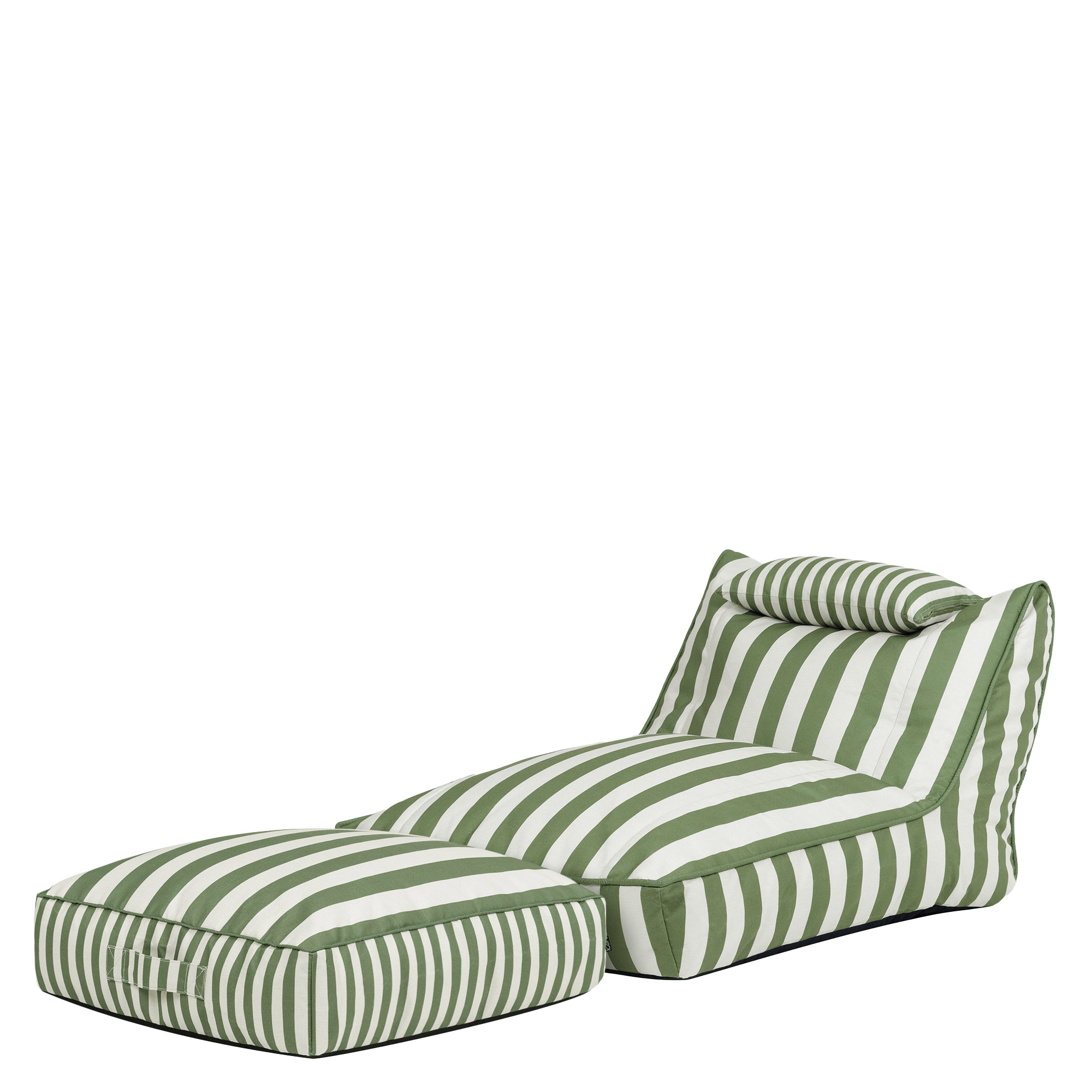 Ensemble pouf chauffeuse et coussin de sol extérieur en tissu tissé rayé, Oeko-Tex® - NOVA, ICON