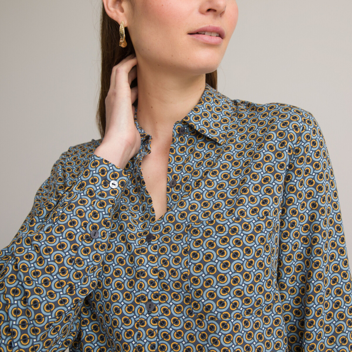 Image of Graphic Print Tunic with Long Sleeves
