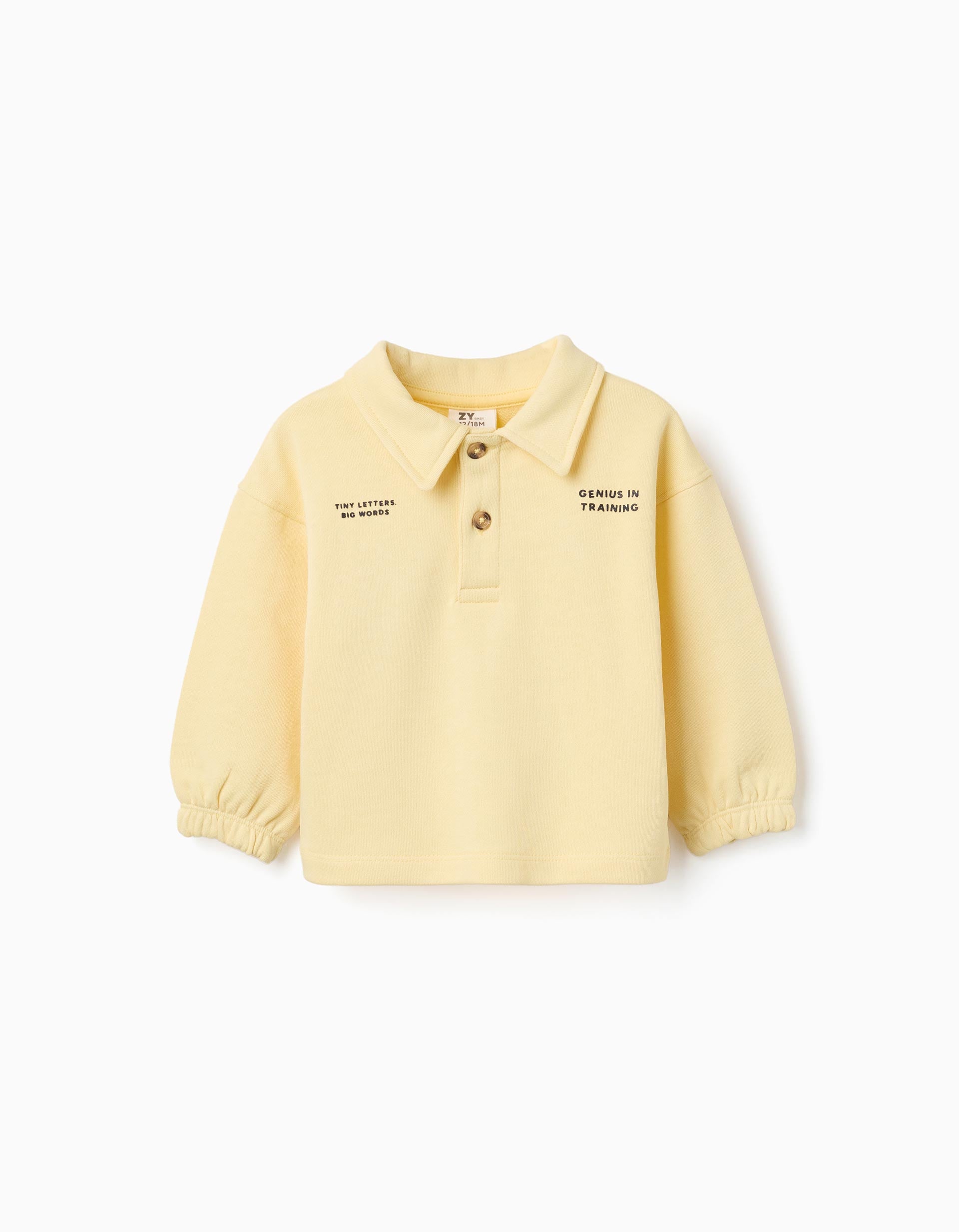 Sweat en coton avec col polo et imprimé, ZIPPY
