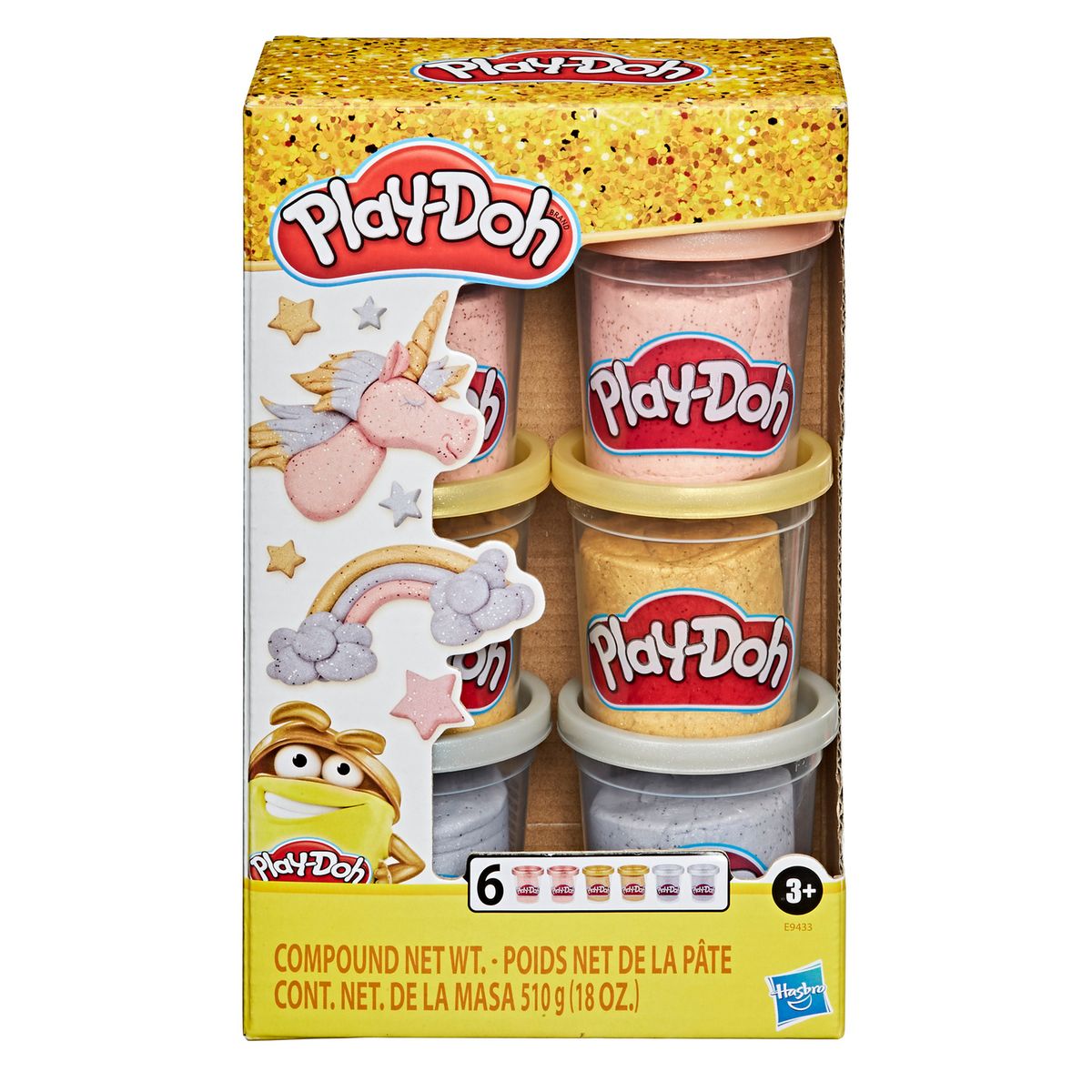Play-Doh Coffret de pâtes Paillettes avec 15 Pots