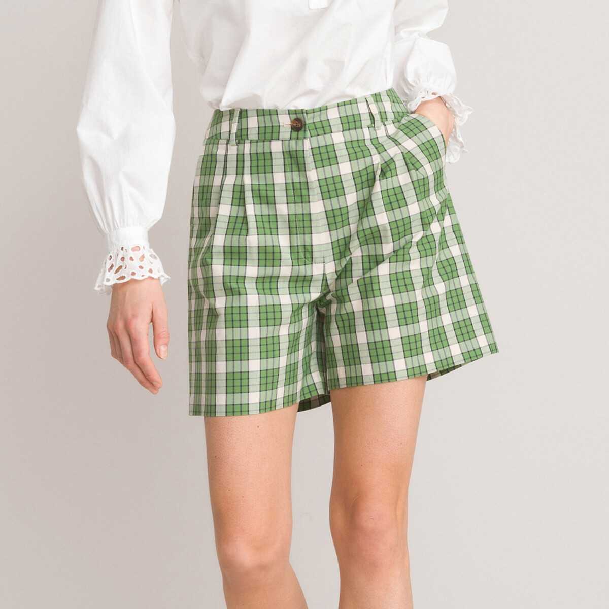 morale album Otherwise Checked cotton shorts, made in europe , green checks, La Redoute  Collections | La Redoute
