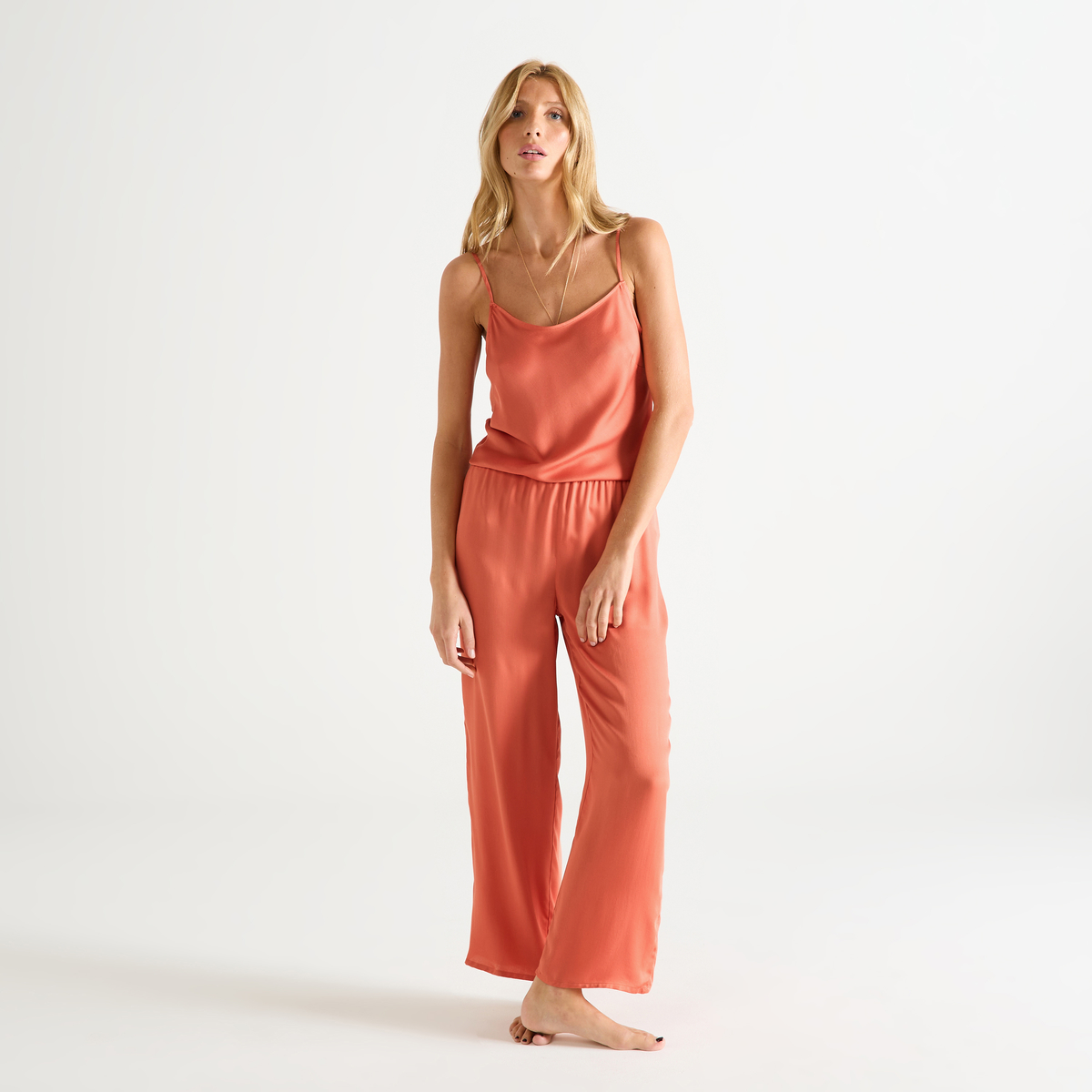 Pyjama col rond en satin de viscose CLÉOME, LAURENCE TAVERNIER