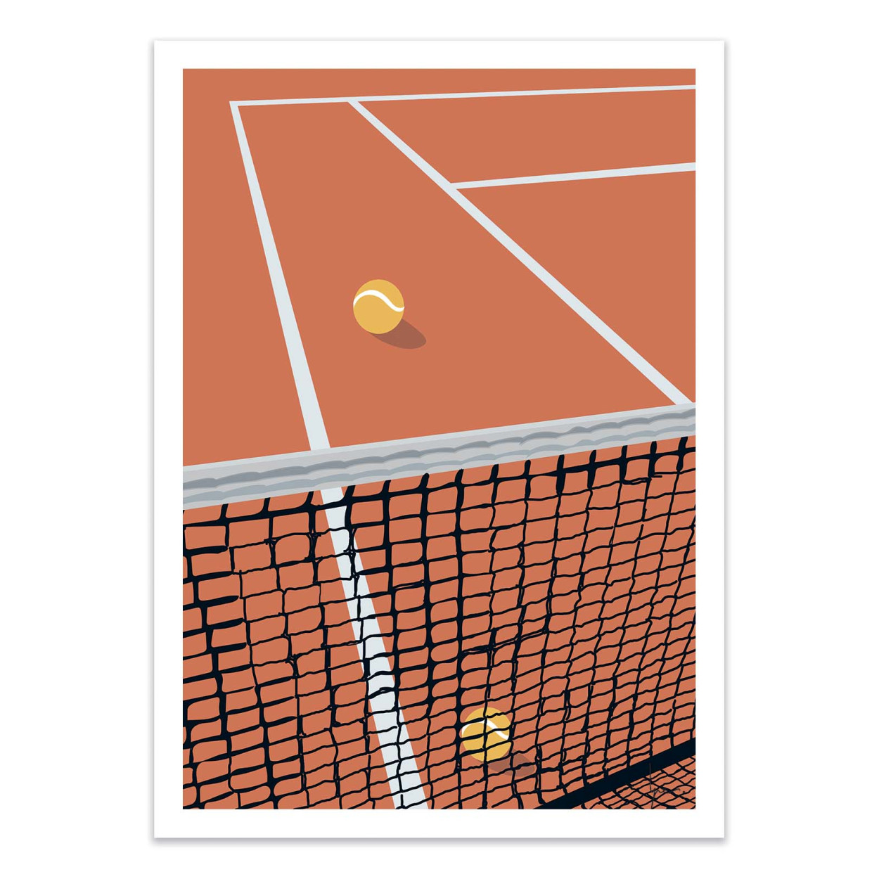 Affiche d'art - Filet Tennis Terre battue - LPX Illustration, WALL EDITIONS