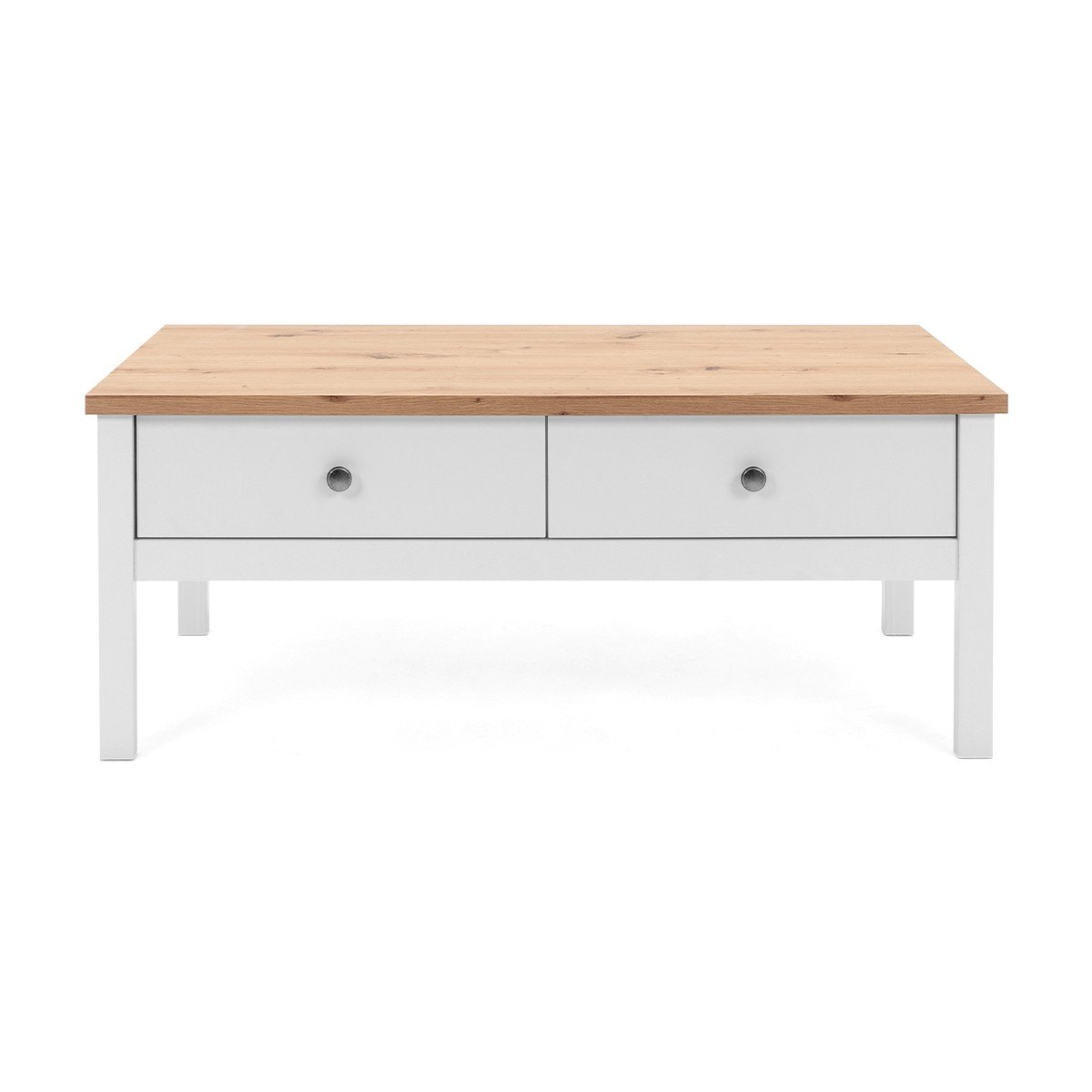 Table Basse 2 tiroirs L100 cm - Décor Blanc - BERGEN, CALICOSY