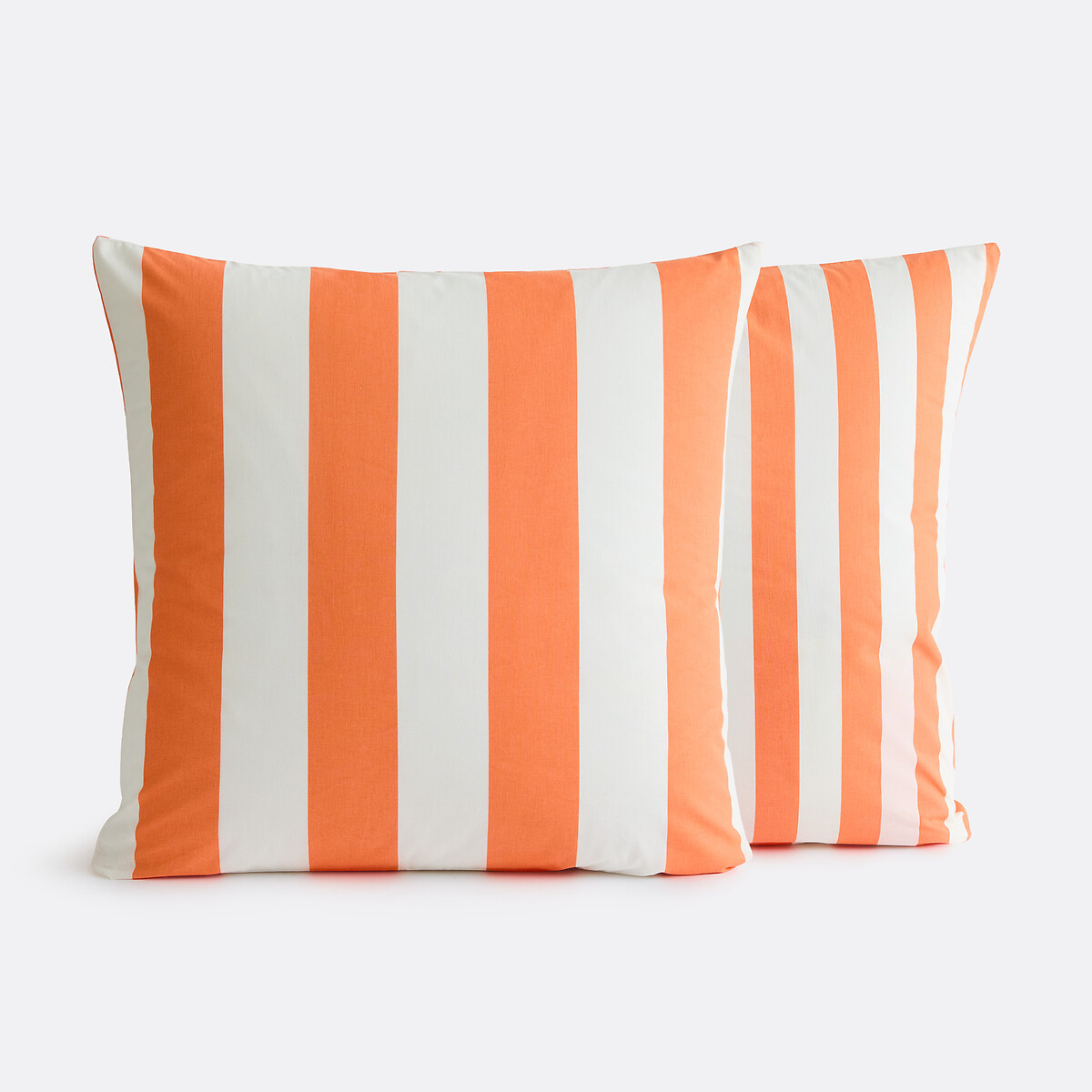 Kissenbezug HENDAYE ORANGE aus Baumwolle, Streifendruck