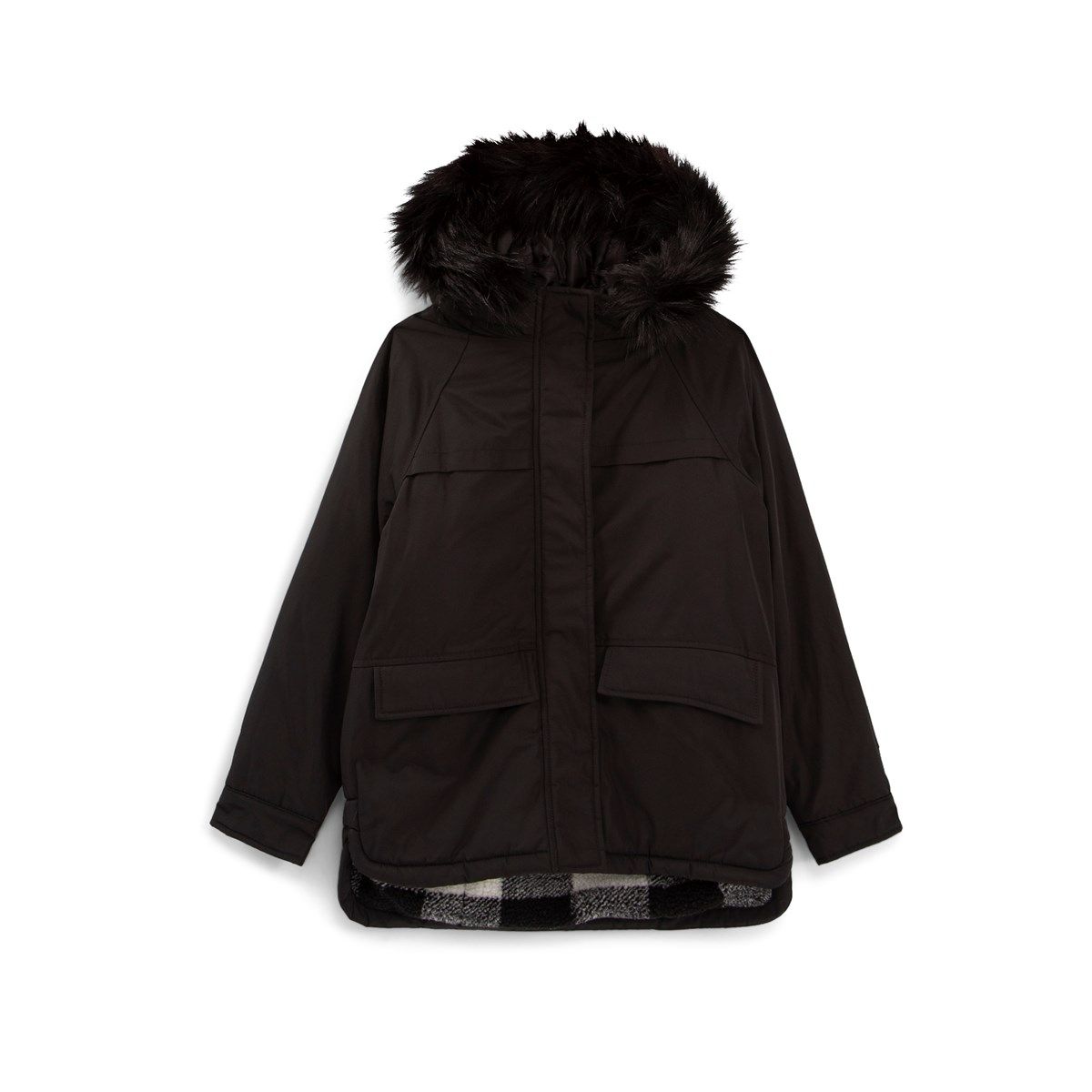 Manteau fille fourrure discount noir