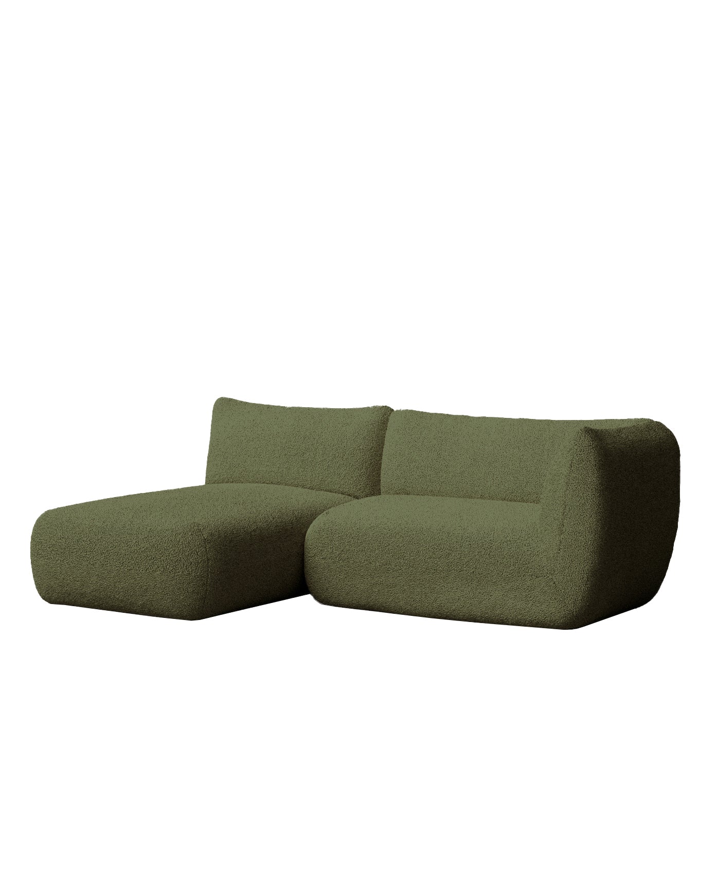 Canapé vert bouclé avec chaise longue gauche 230x148 cm - ARNAU, HANNUN