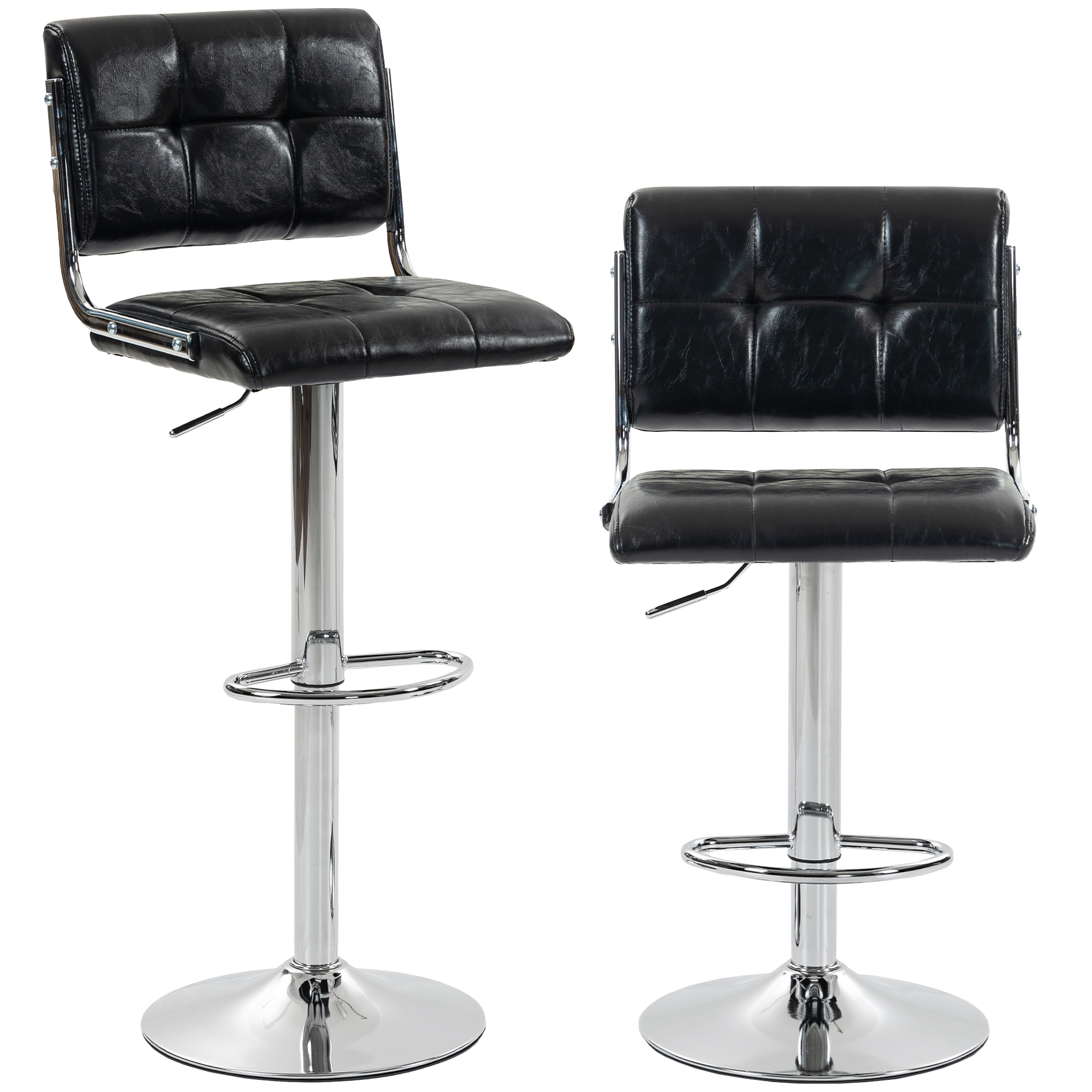 Tabouret de bar PU Noir, HOMCOM