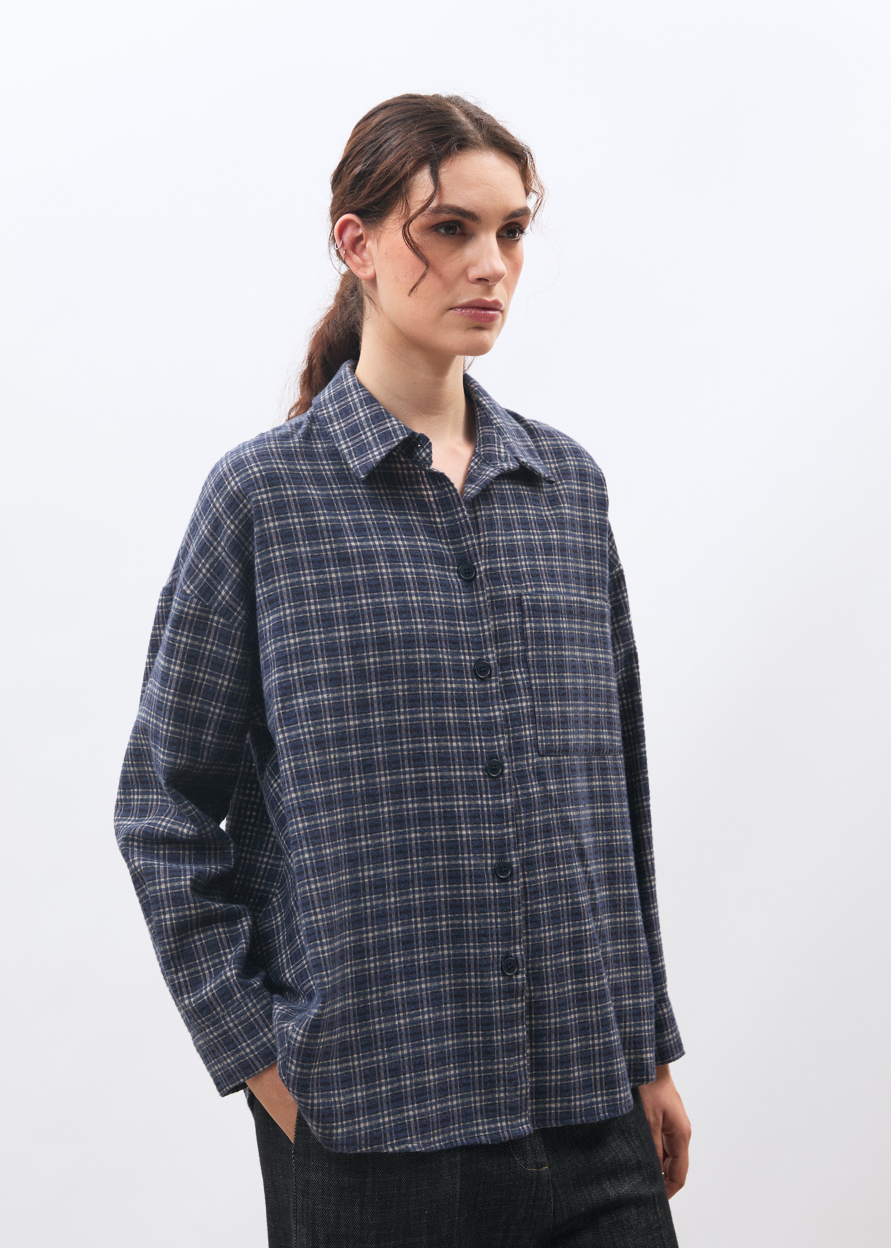 Chemise oversize manches longues à carreaux, HUMILITY