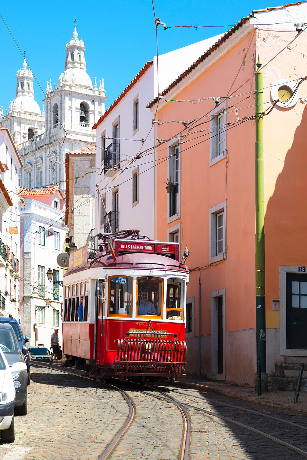 Tableau ville lisbonne ""tram rouge"", HEXOA
