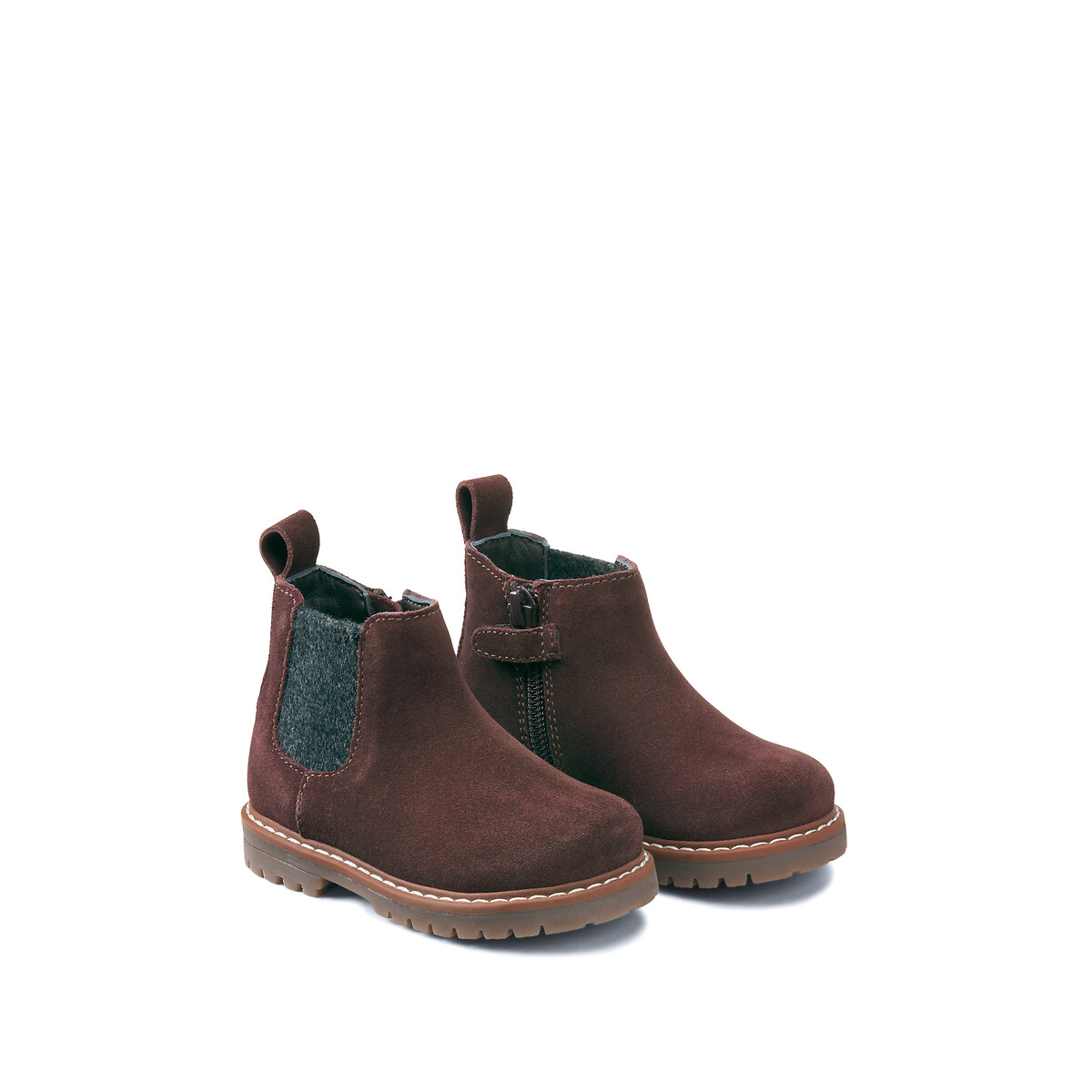 Kids' Suede Chelsea Boots with Zip Fastening, LA REDOUTE COLLECTIONS