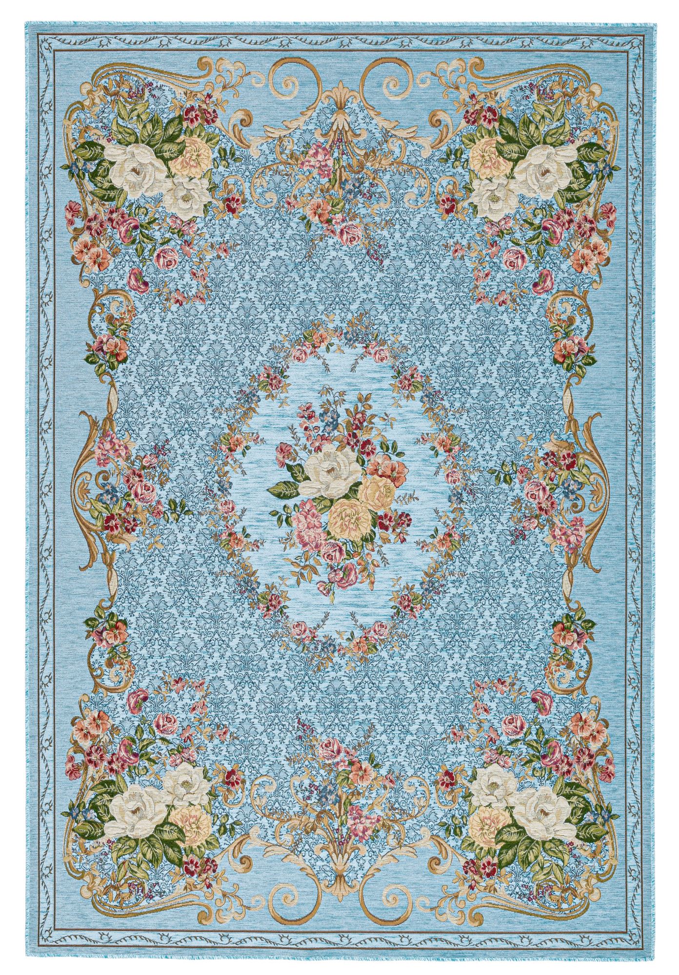 Tapis floral tissé machine avec bordure - FLOMI, THEKO