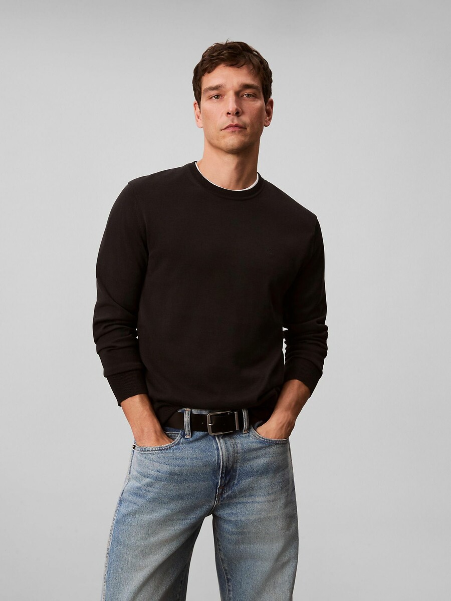 Crew Neck Jumper in Fine Knit, CALVIN KLEIN