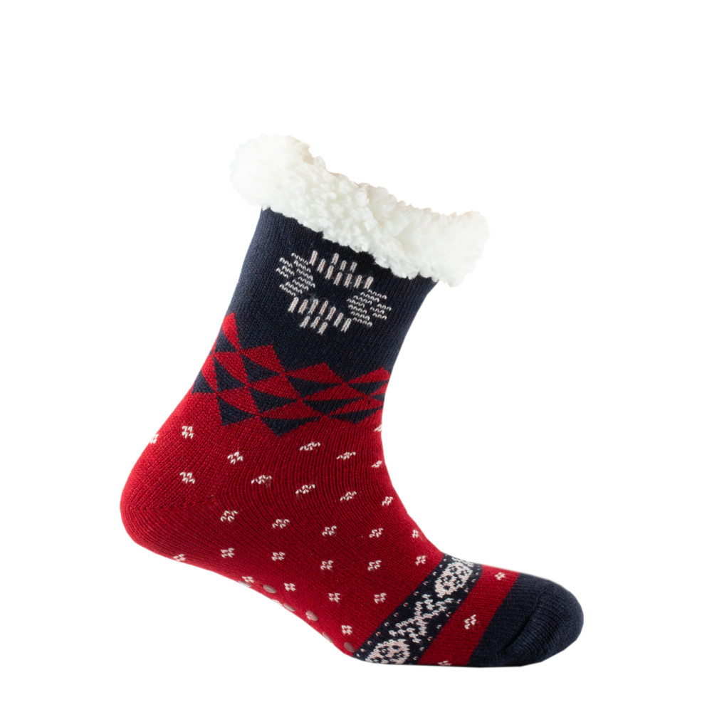 Chausson chaussette cocooning en acrylique motif flocon, KINDY