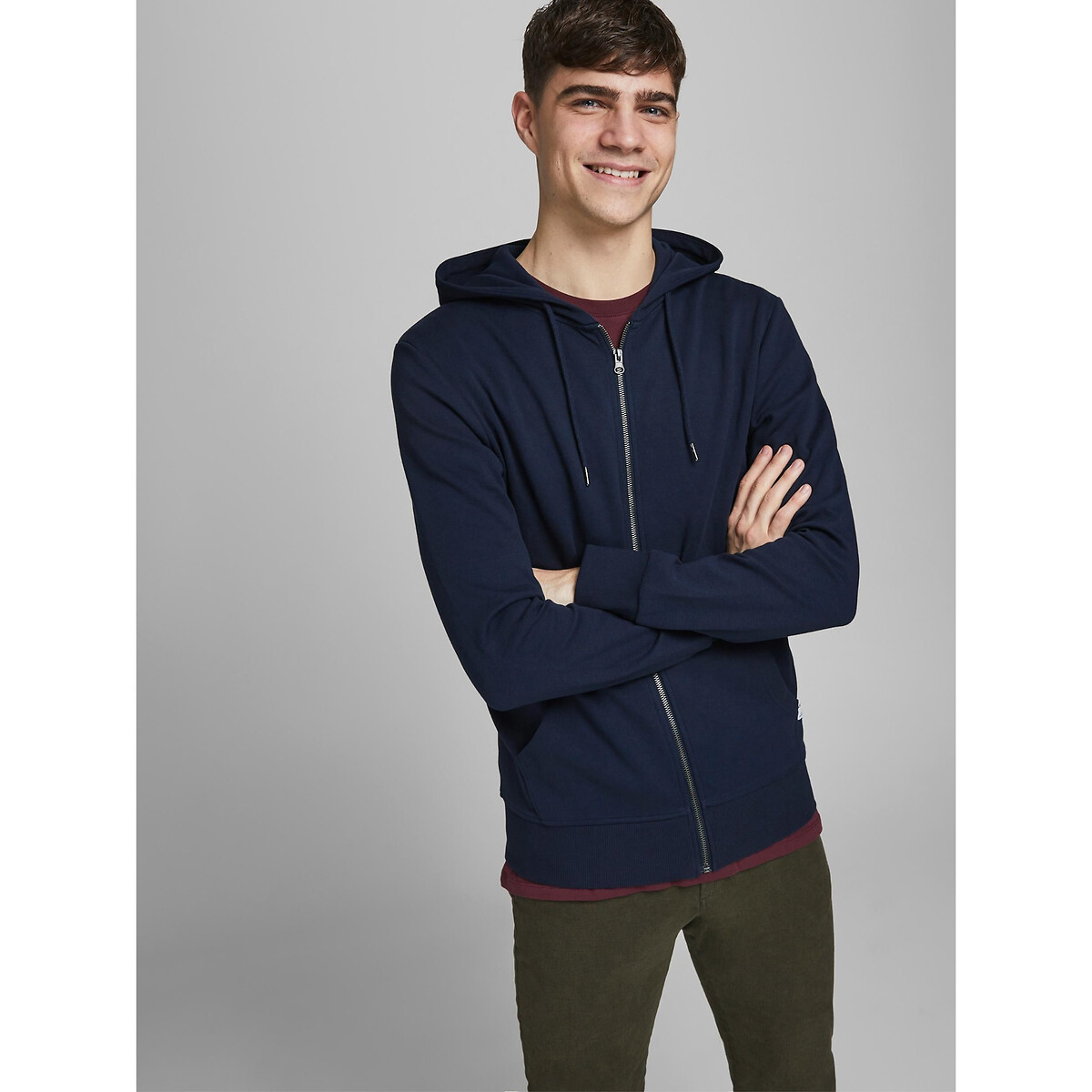 Image of Cotton Mix Hoodie with Zip Fastening