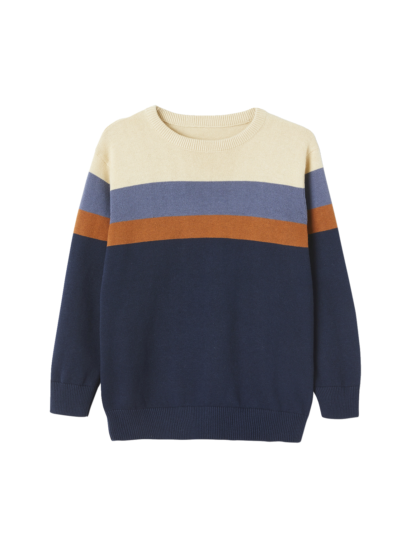 Pull à larges rayures maille fine Oeko-Tex®, VERTBAUDET