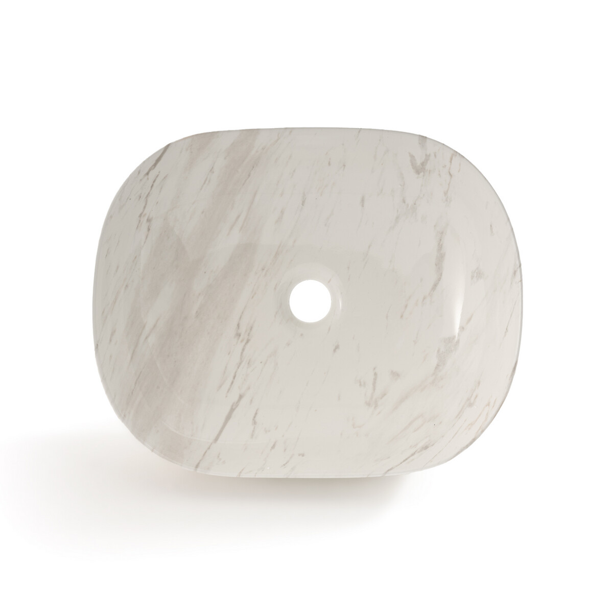 Product photograph of Mabel Oval Ceramic Marble-effect Washbasin from La Redoute UK.