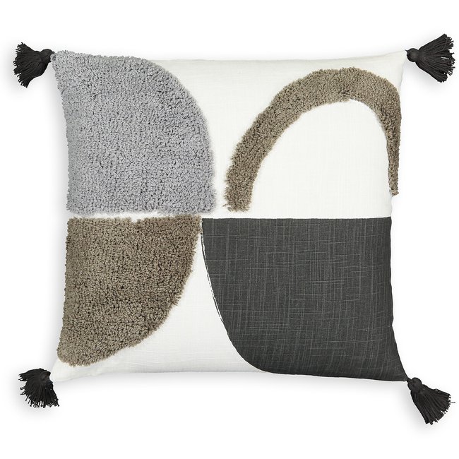 Comoe Graphic Tufted Tassel Cotton Cushion Cover, multi-coloured, LA REDOUTE INTERIEURS