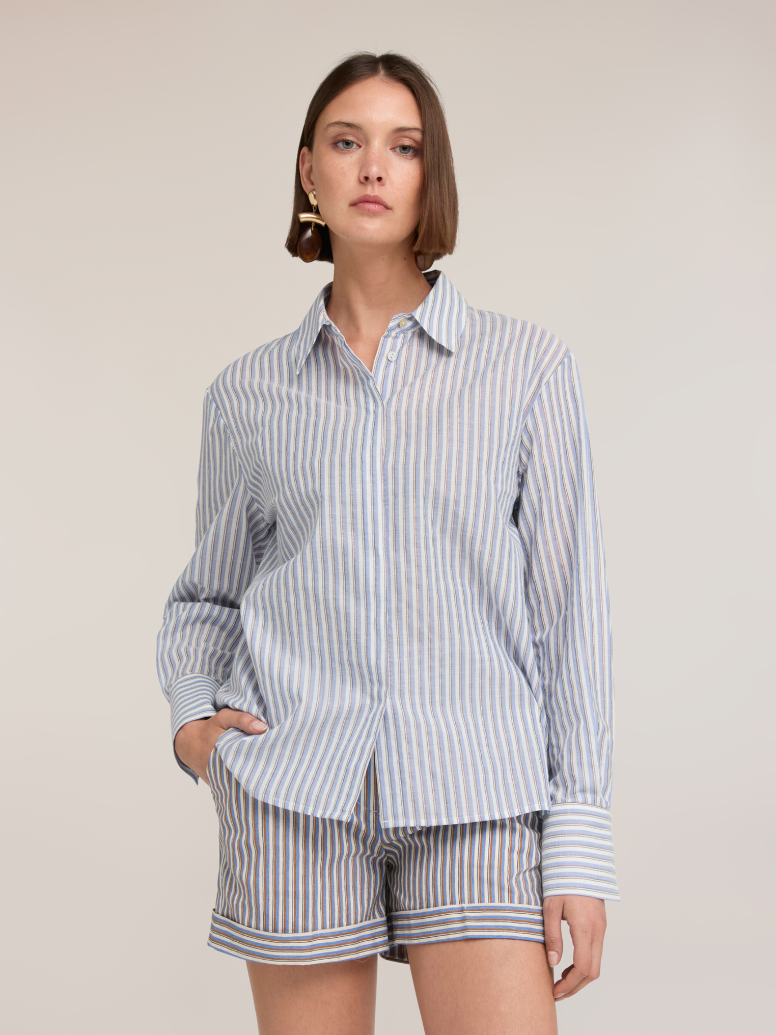 Chemise à rayures fil textile, MOTIVI