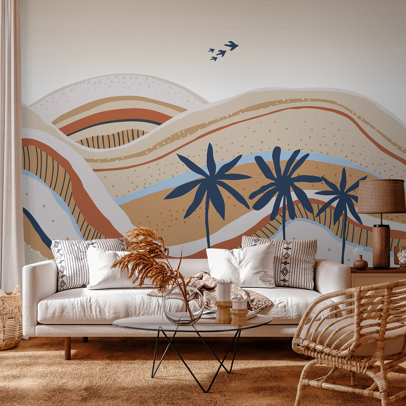 Papier peint panoramique Oasis - B, bleu indigo, 192 x 270 cm, LE PAPIERS DE NINON