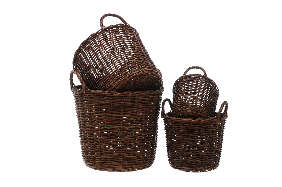 Set of 4 Assorted Sizes Natural Willow Storage Baskets, SO'HOME