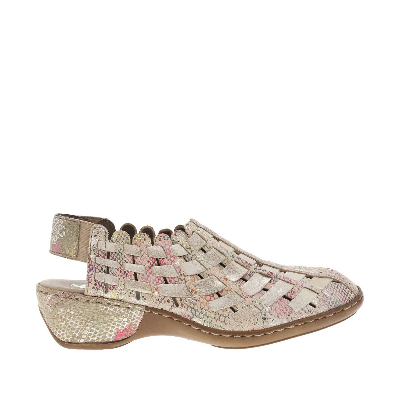 Escarpins en cuir multicolores à talon compensé avec bande élastiquée, RIEKER