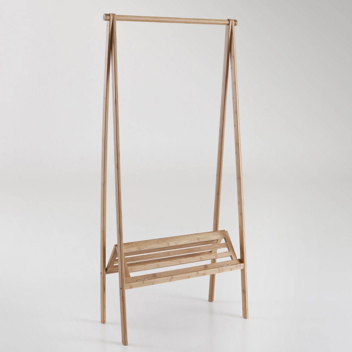 Product photograph of Bamboo Folding Clothes Rack With Shelf from La Redoute UK