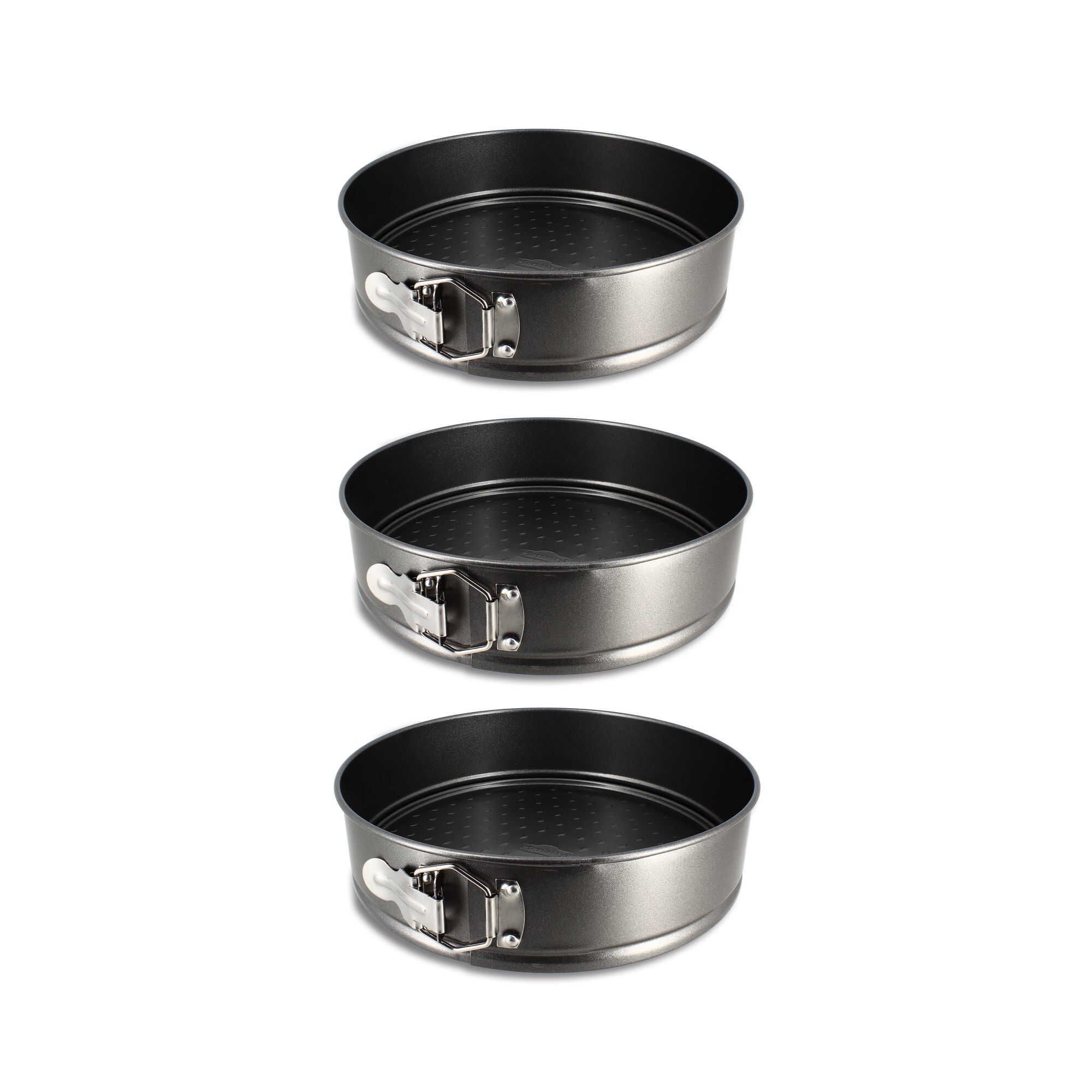 Lot de 3 moules à charnières en acier carbone 22, 25 et 26cm, MENASTYL